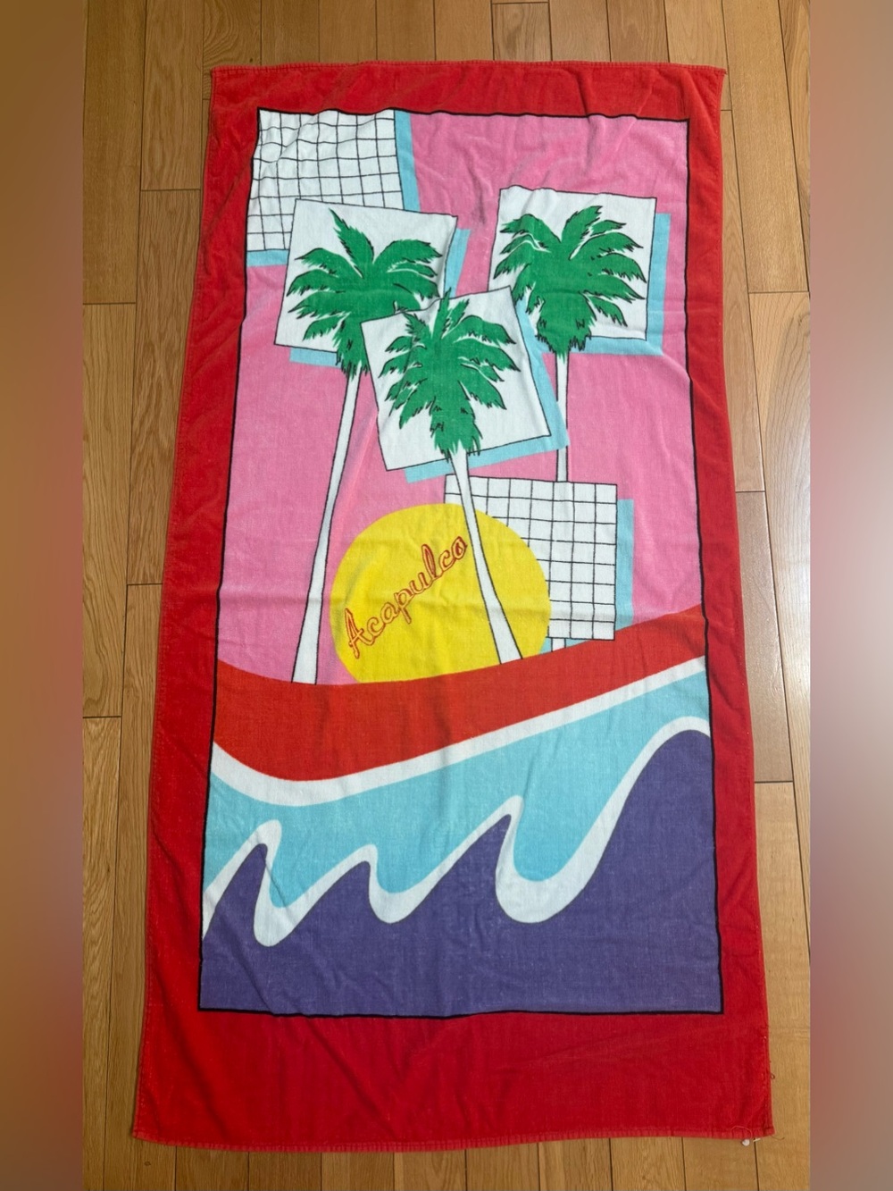 Vintage Acapulco Beach Towel 80x150 Palm Trees 80s Resort Tropical Mexico